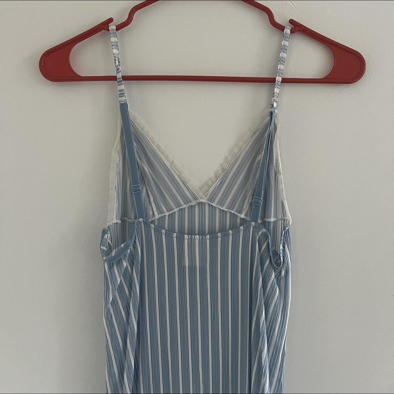 Super cutesy sheer blue & white striped slip dress... - Depop