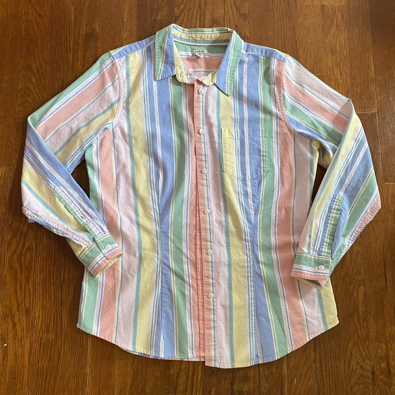 L.L.Bean Women's Pink and Green Shirt Depop