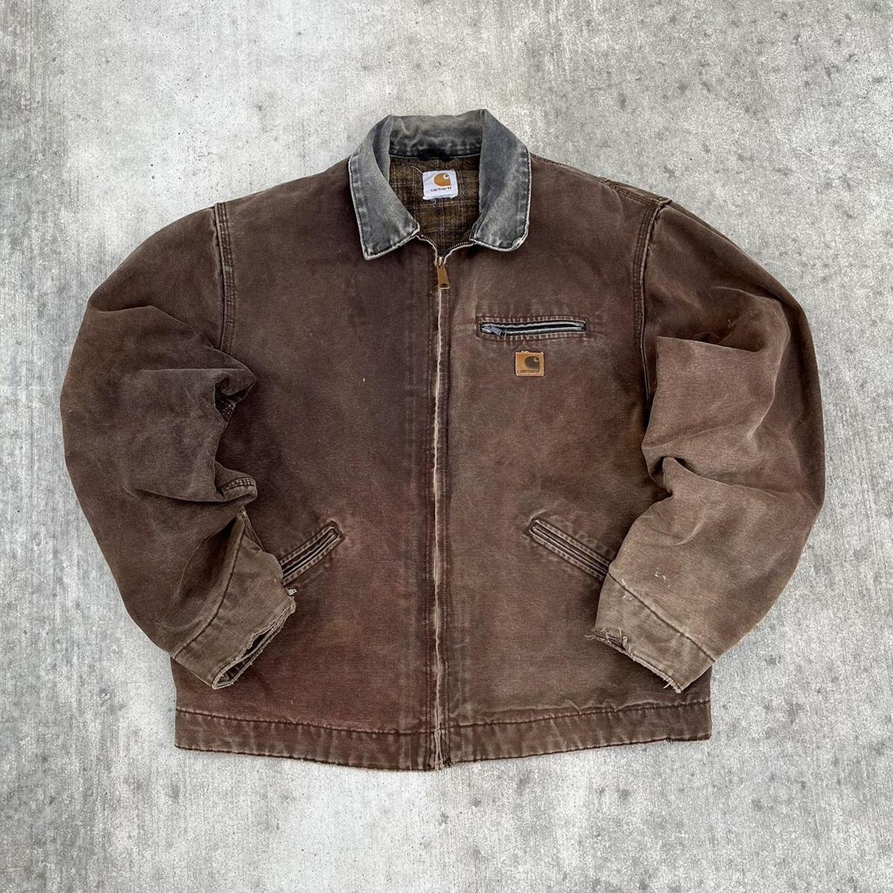 Y2k faded brown carhartt gorpcore outdoor workwear... - Depop