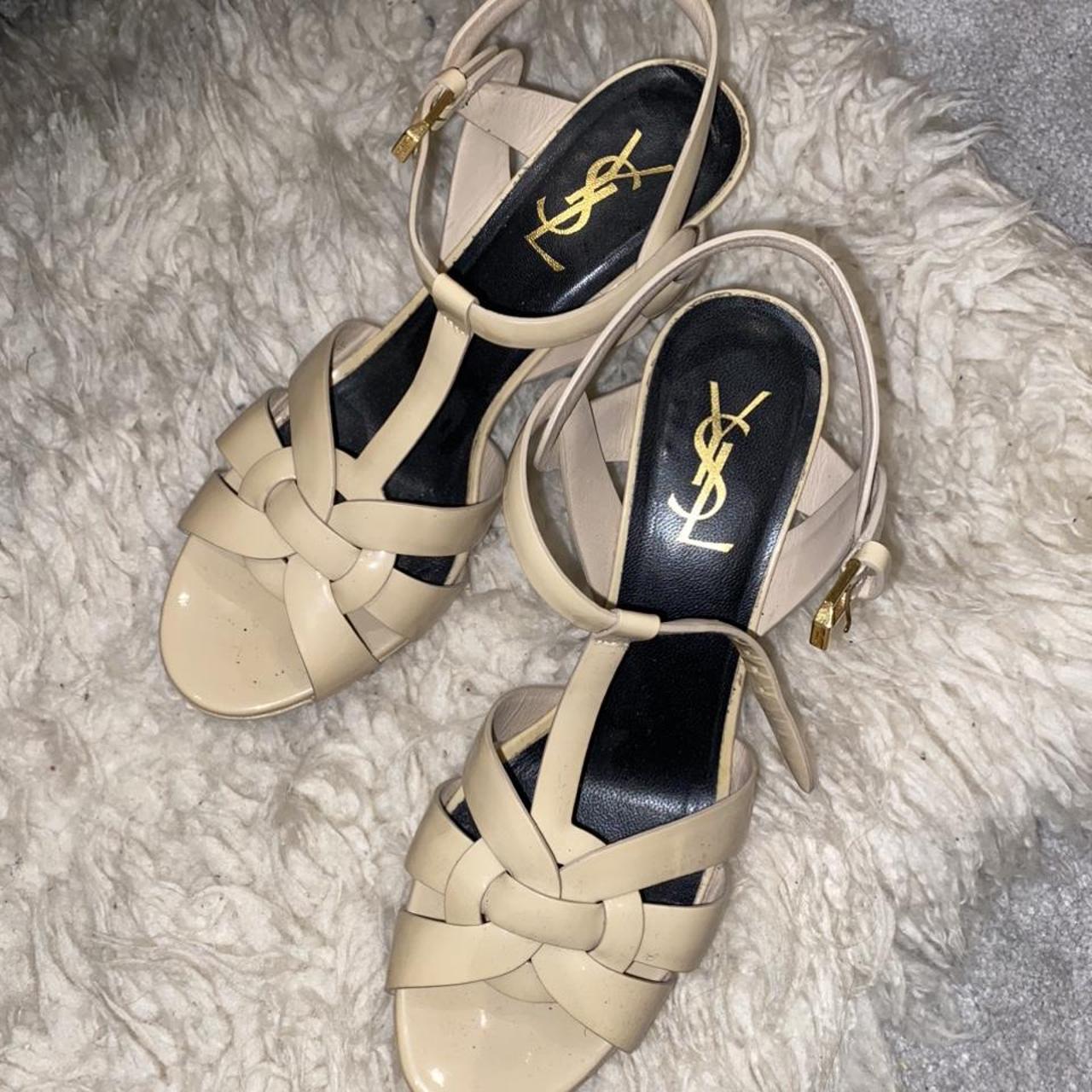 YSL Vintage Cream Heels. Great condition, worn a... - Depop