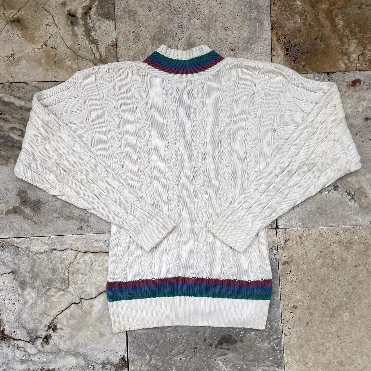 Vintage Varsity V Neck Knit Sweater... - Depop