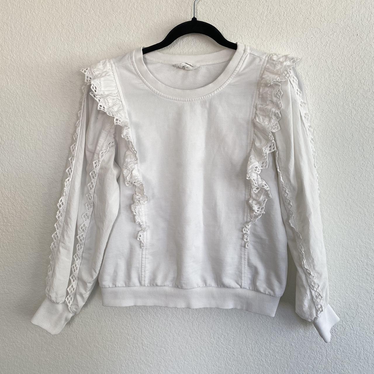 NEW NWT Anthropologie deals Ruffled Lace sweatshirt Blouse. XS