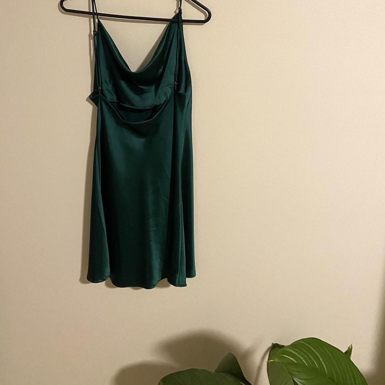 Oh Polly green/emerald satin dress - size 8-10 -... - Depop