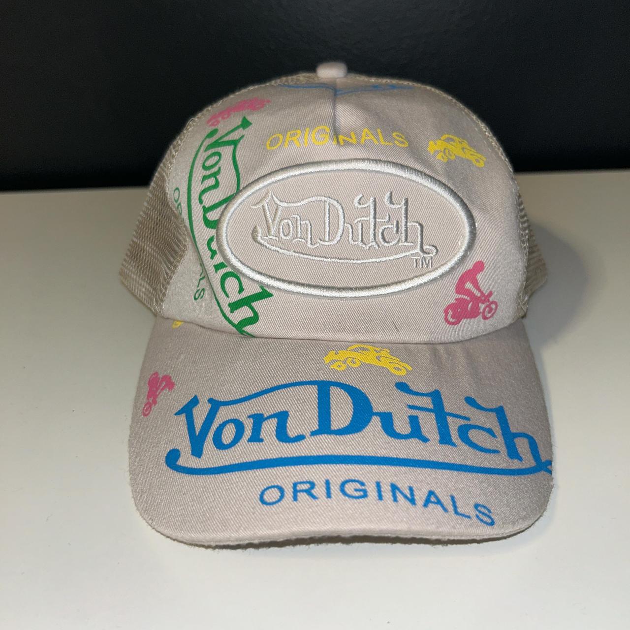 Von Dutch Original white/beige trucker hat all over... - Depop