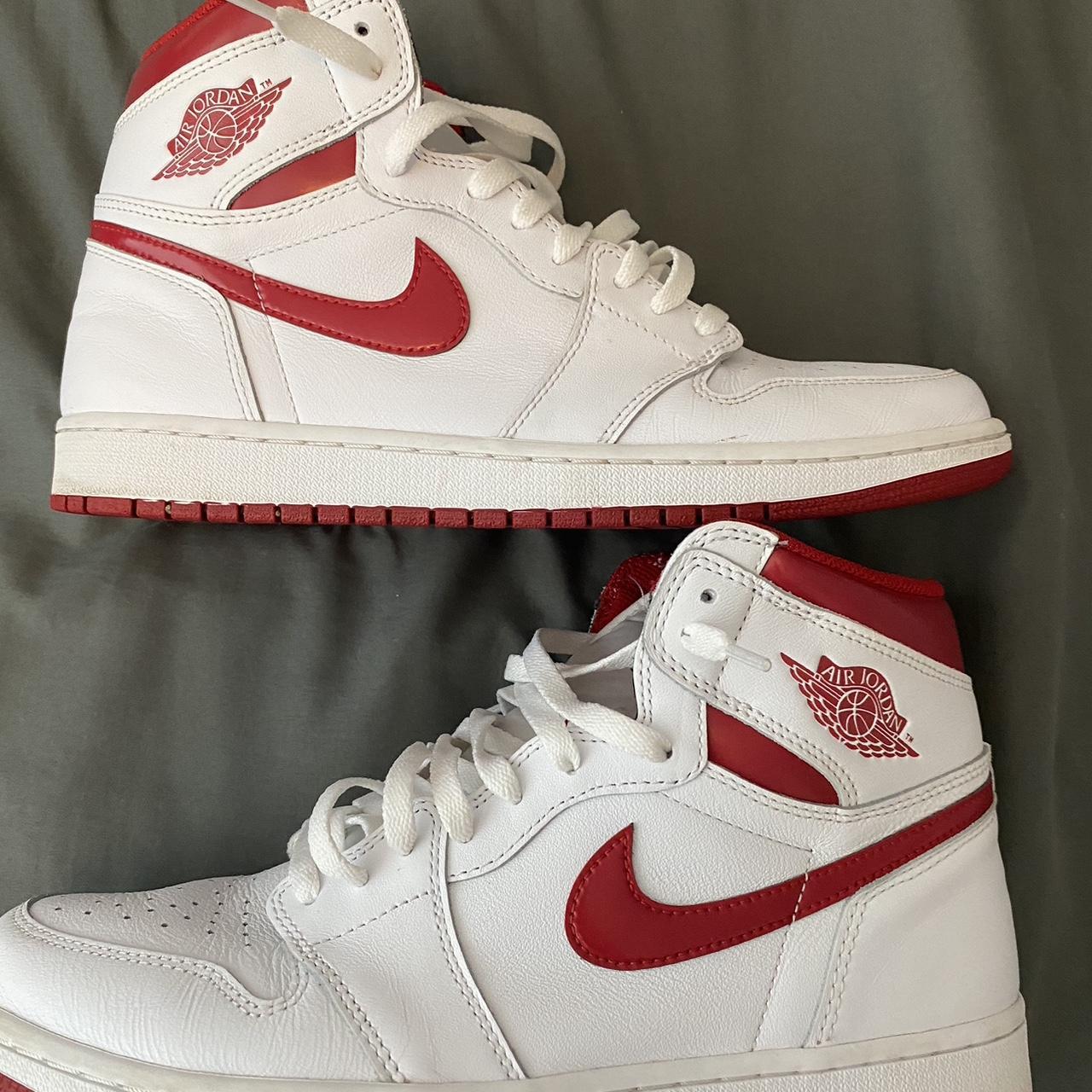 Jordan Men's Red and White Trainers | Depop