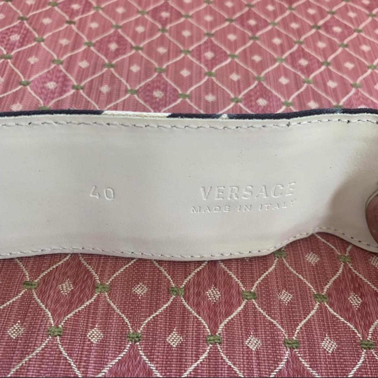 Versace black and white printed waist belt size... Depop
