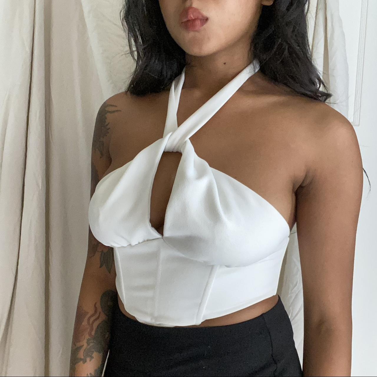 Princess Polly White Halter Amias Top Super Depop