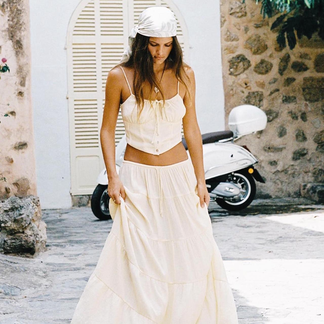 GHANDA Dahlia Maxi skirt Whipped butter Elastic... Depop