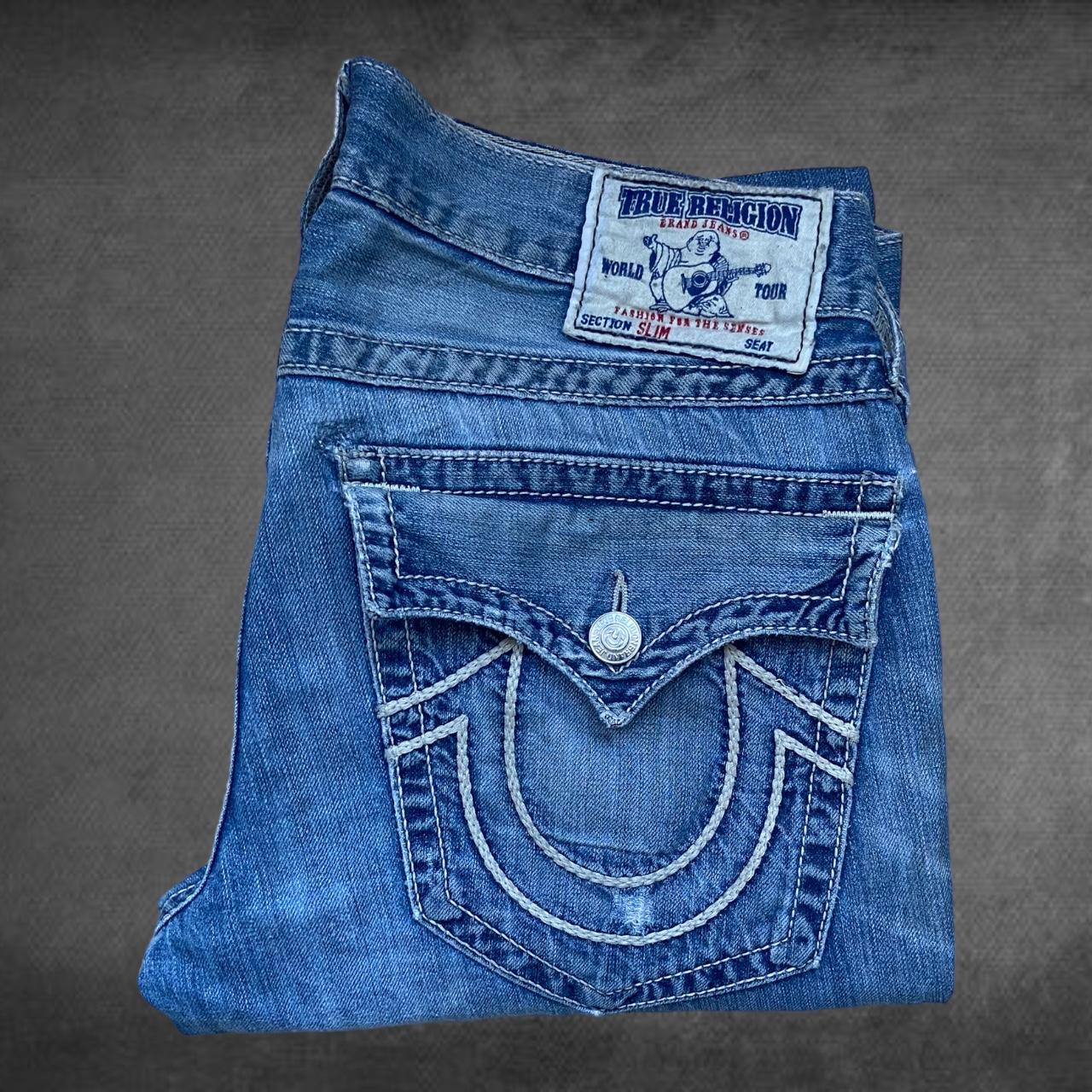 True Religion Rope Stitch Jeans, labelled as slim... - Depop
