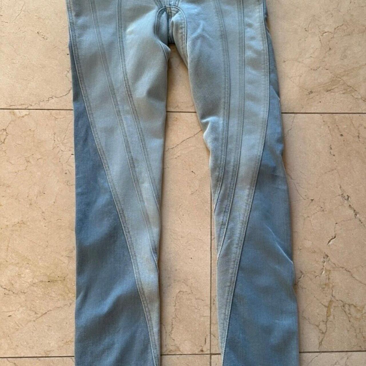 Authentic Mugler Spiral Panel Light Blue Skinny - Depop