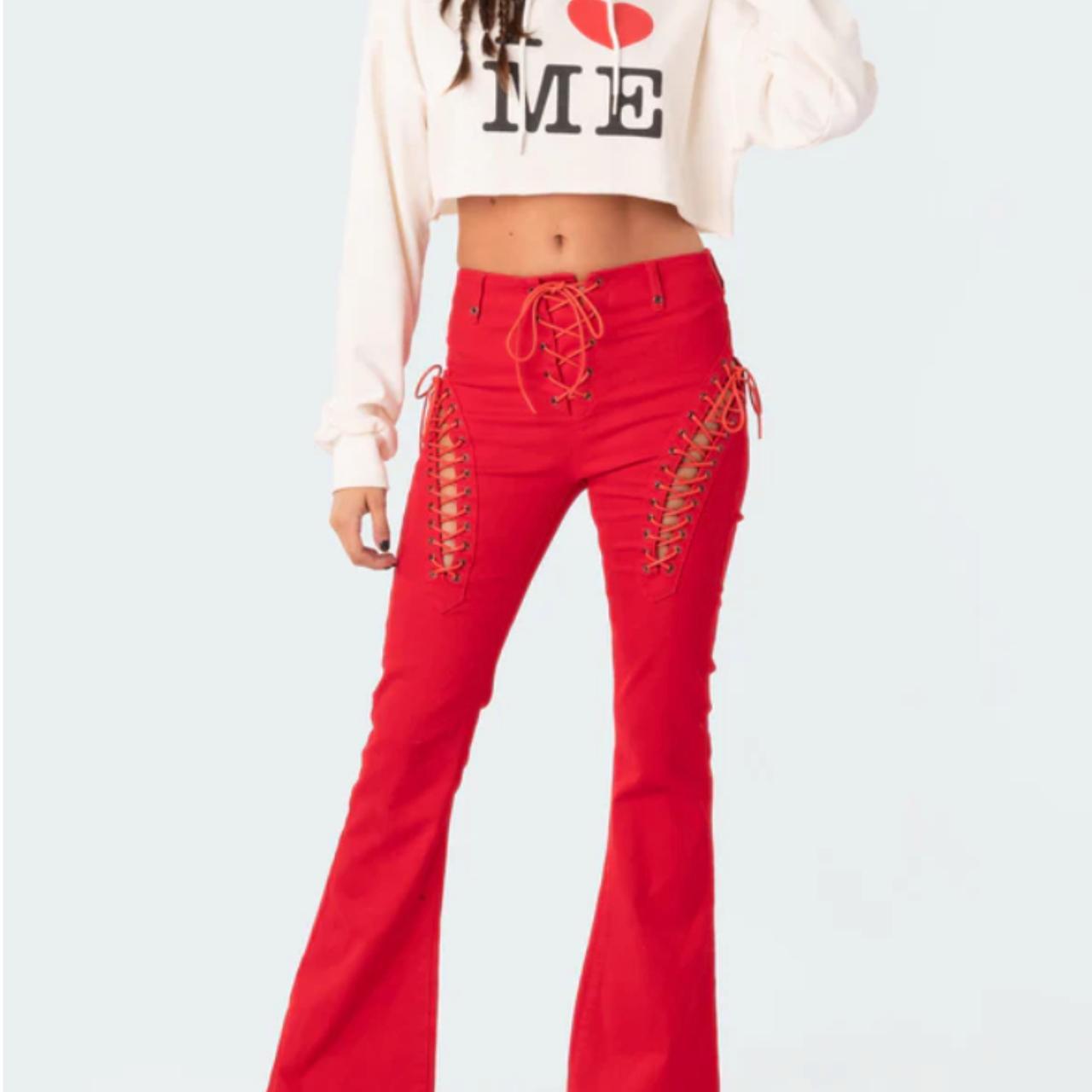 Engine red flare pants from edikted Size xs only... Depop