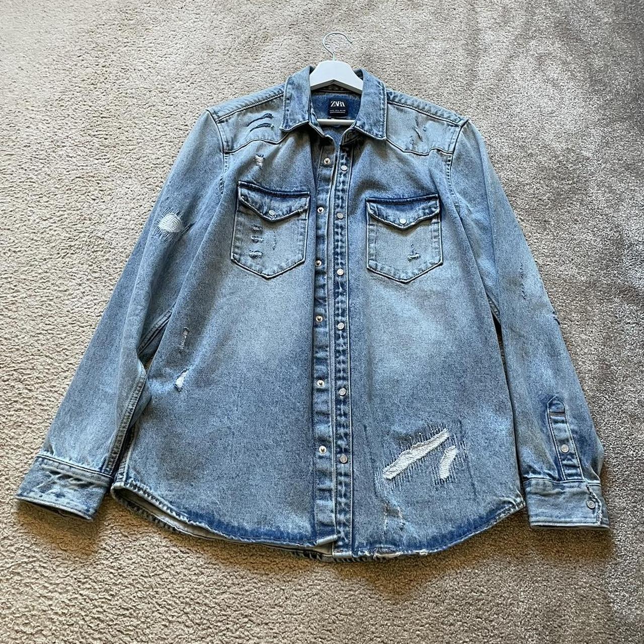 Denim Jackets Zara Ripped Denim Overshirt Denim New Zara Ripped
