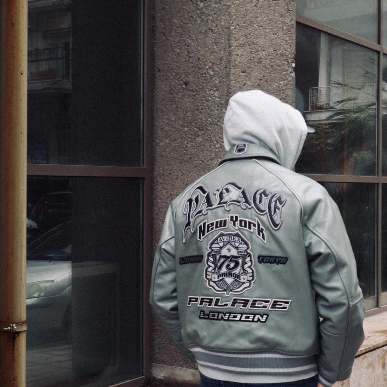 Avirex x Palace leather jacket , size L 2023 | Depop