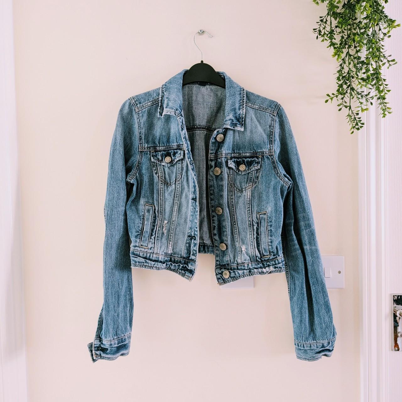 cropped denim jacket cropped americaneagle. Depop