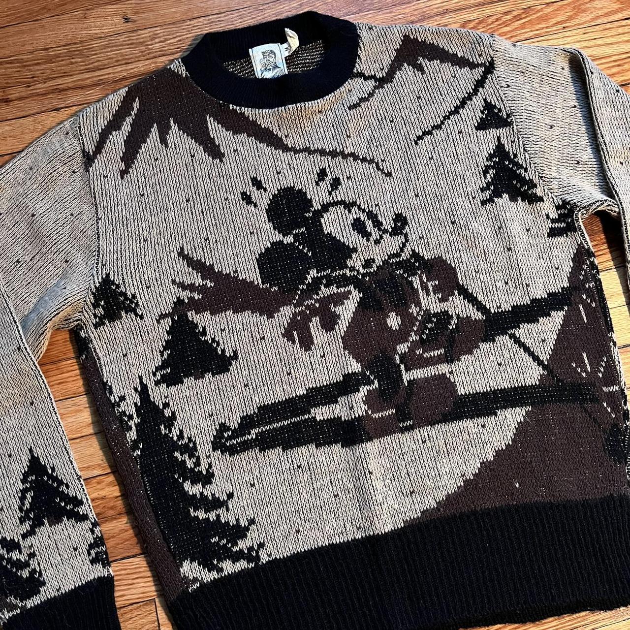 60s/70s vintage Mickey Mouse skiing sweater, front...