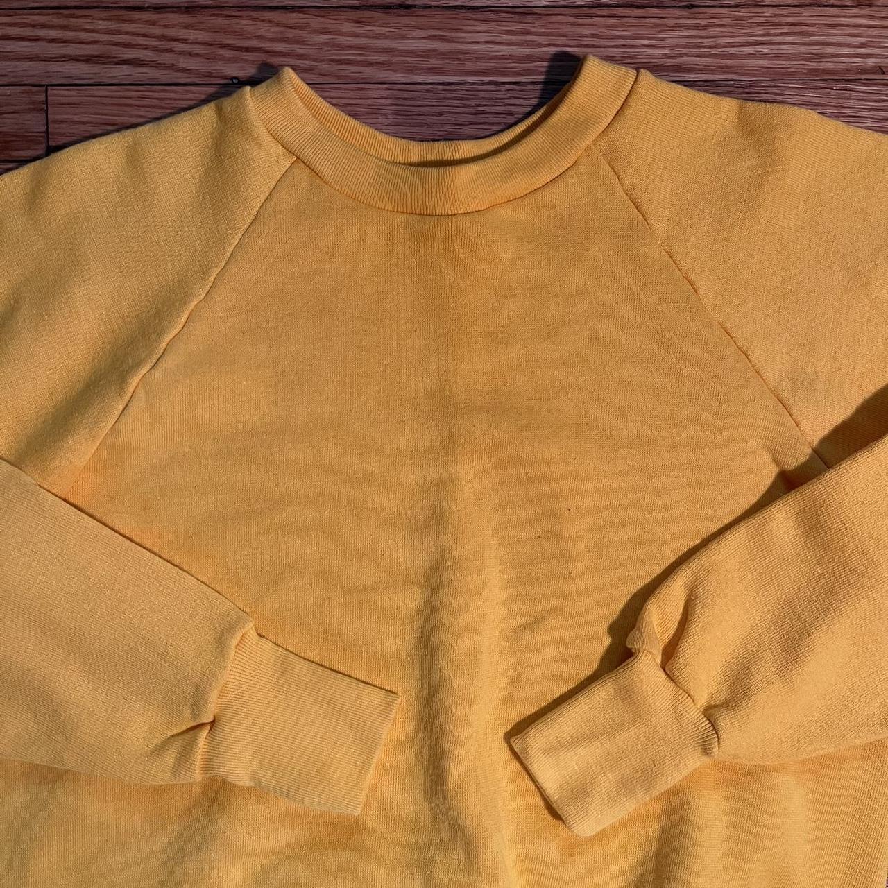 70s/80s vintage blank yellow sweatshirt, extremely... - Depop