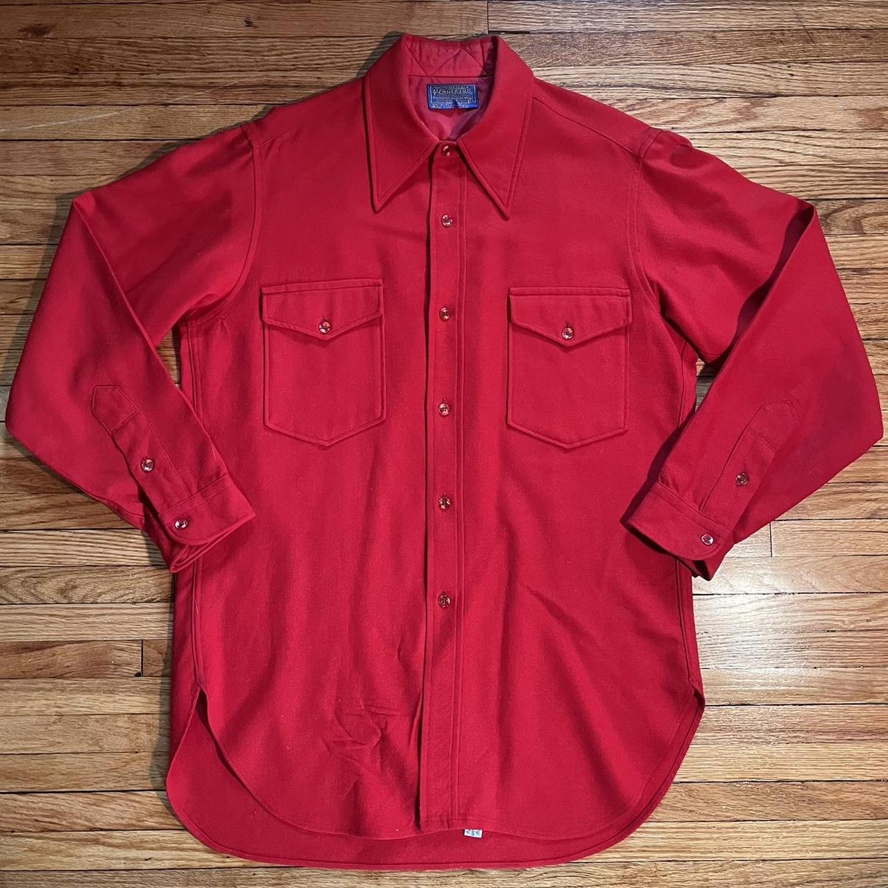 60s/70s vintage red Pendleton wool button up shirt,... - Depop