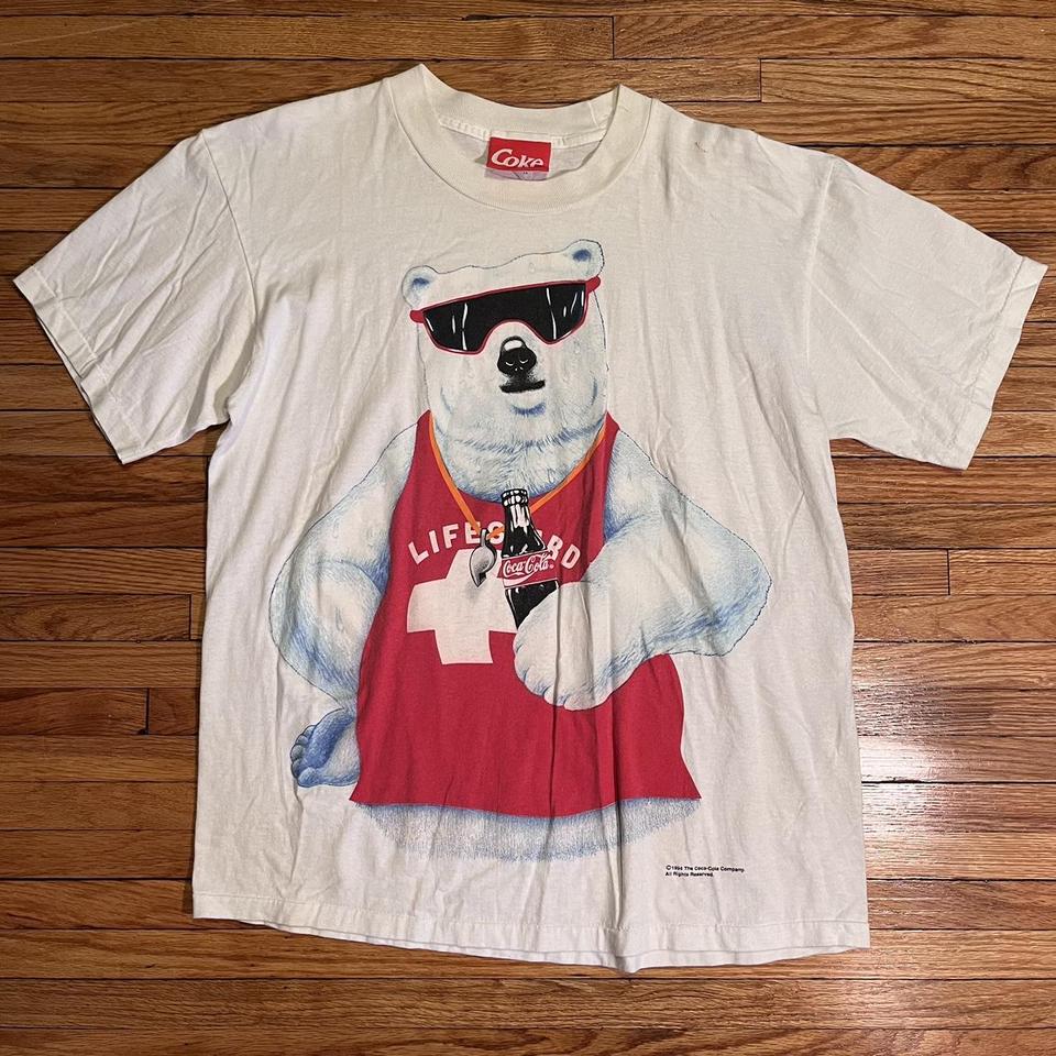 1994 90s vintage Coca Cola polar bear lifeguard... - Depop