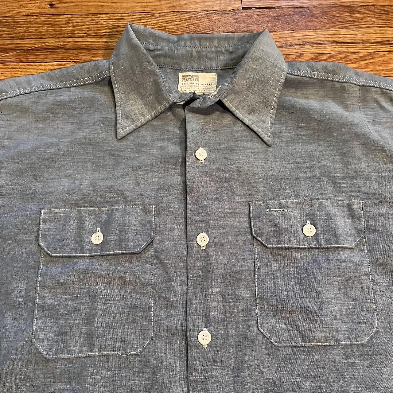 70s vintage Montgomery ward short sleeve chambray... - Depop