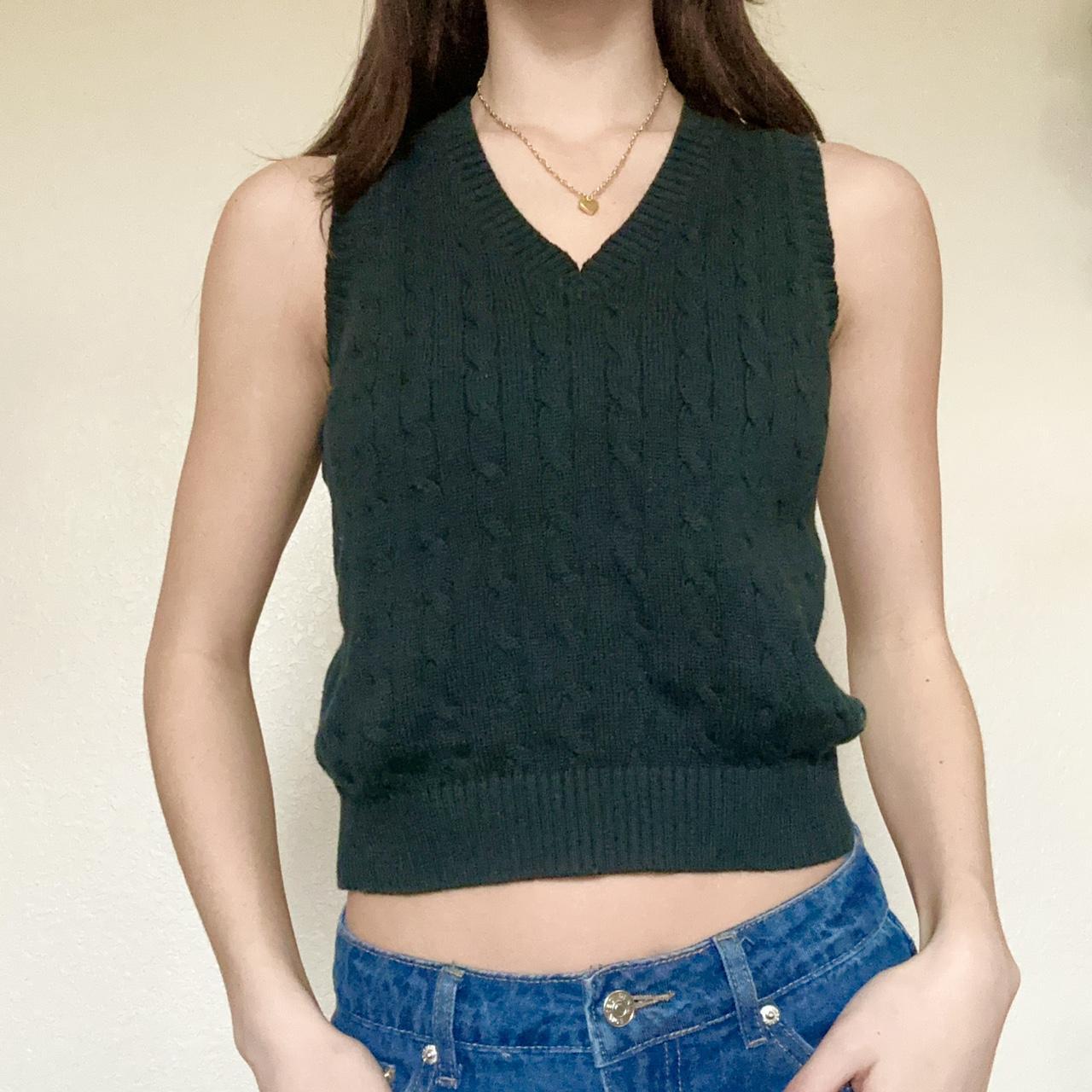 V Neck Brandy Melville Green And Blue Striped Sweater Bnwt Bnwot