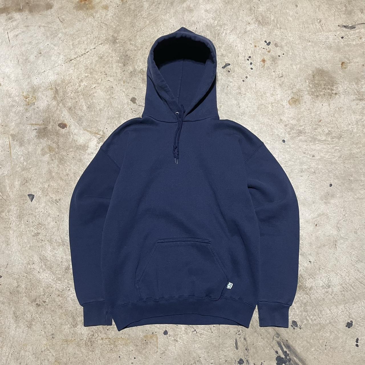 Vintage 90s Navy Blue blank hoodie description:... - Depop