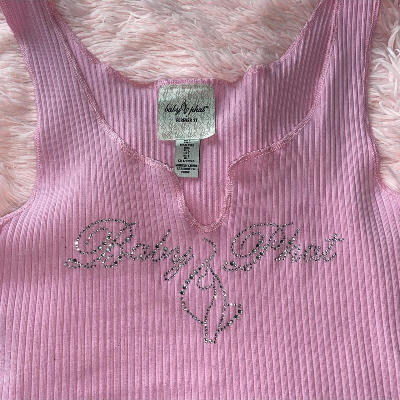 baby phat forever 21 pink tank top with... Depop