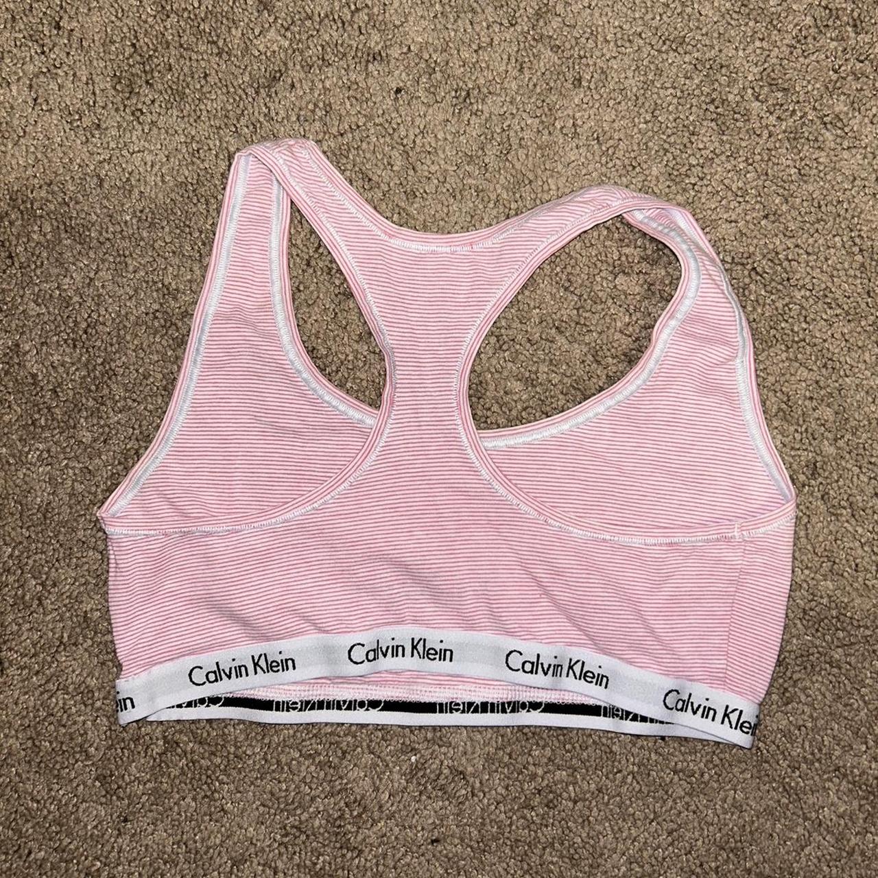 CALVIN KLEIN PINK STRIPED LOUNGE SPORTS BRA Depop