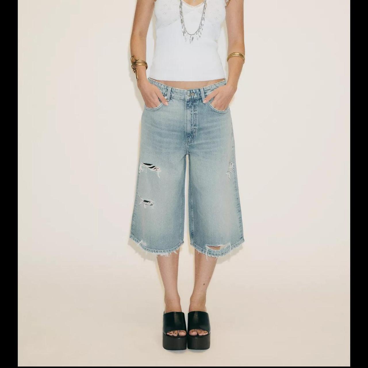 Zara Women's Shorts - Blue - L – RIPPED TRE BAGGY… - image 3