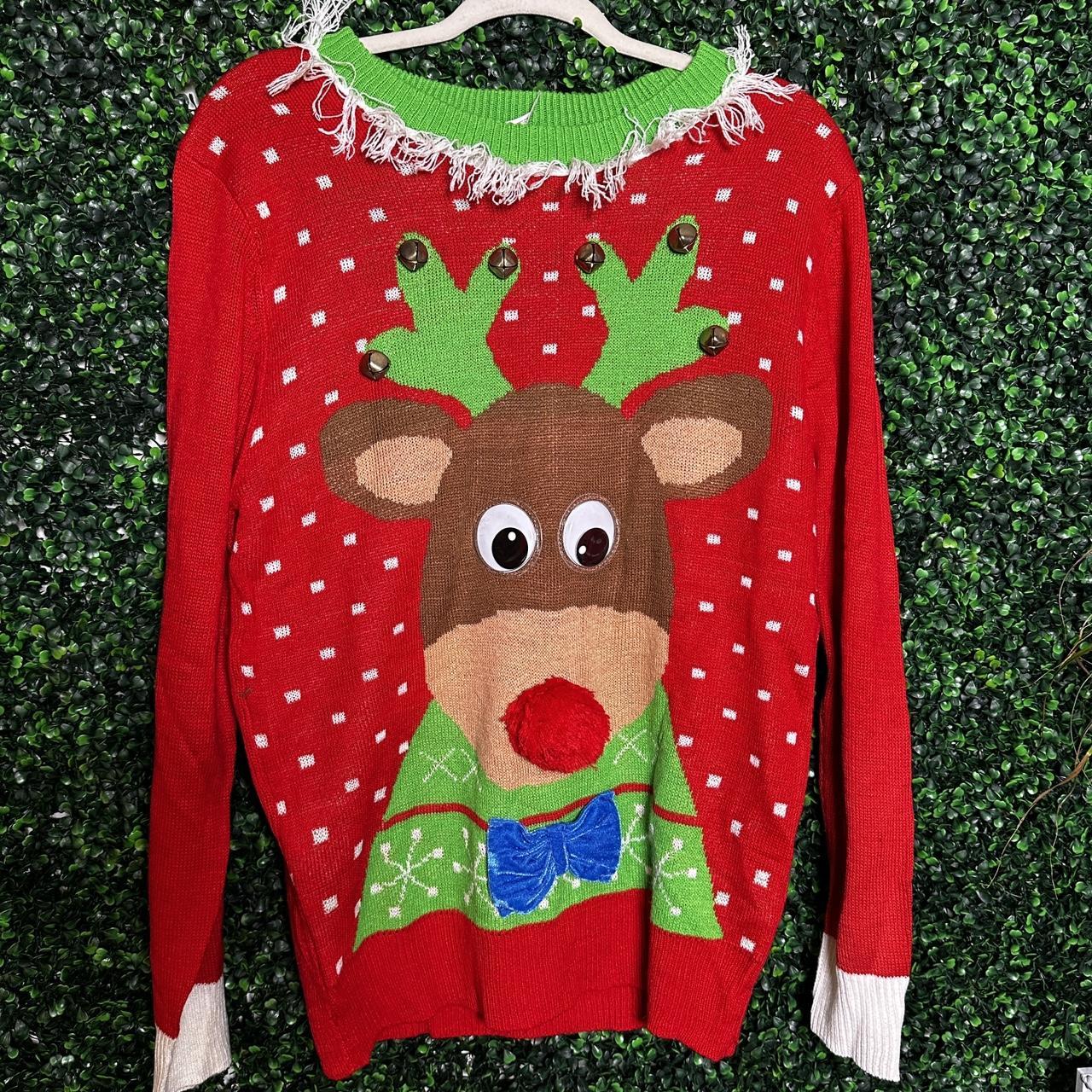 Christmas Reindeer Sweater Red Reindeer Christmas... - Depop