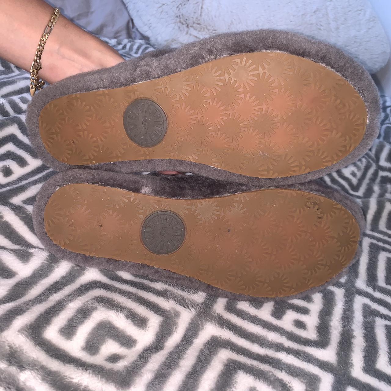 UGG grey fluffy slippers Size 7 - Depop