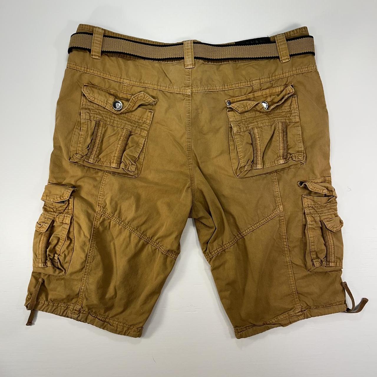 【BAON】[unisex] Chanu Raw Denim Bermuda Cargo Pants Denim Stone Washed Cargo Shorts 30 Grey Drawstring Button