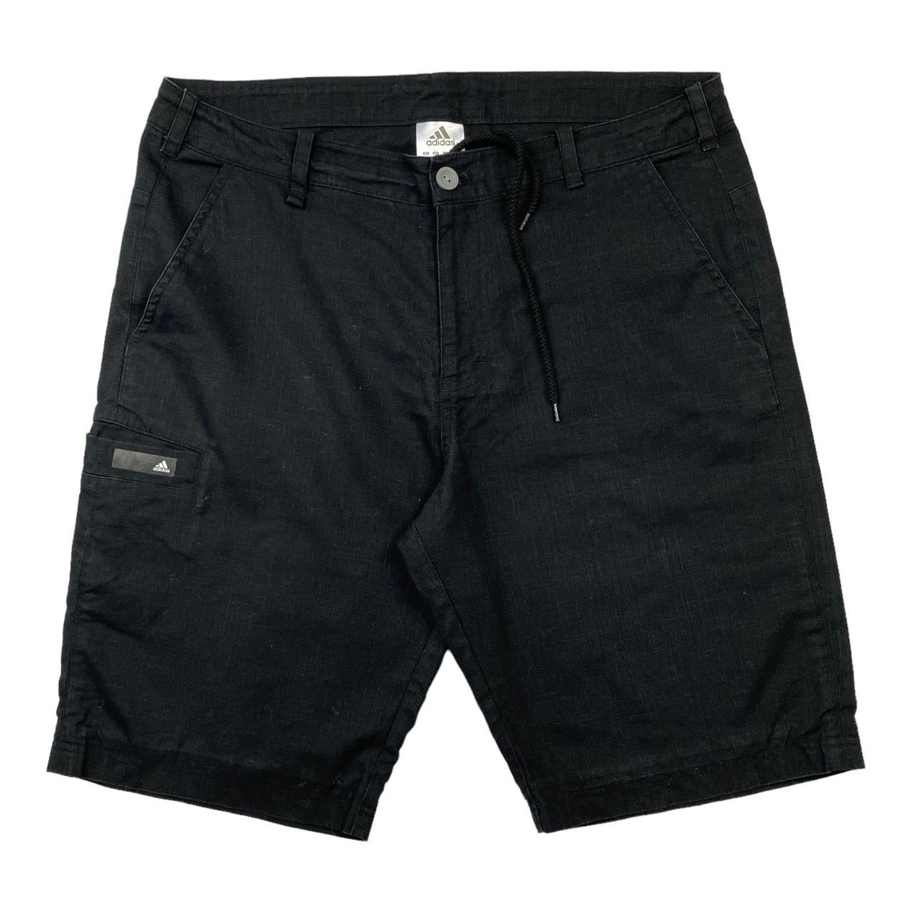 Adidas Vintage Mens Black Linen Shorts Mens Size... Depop