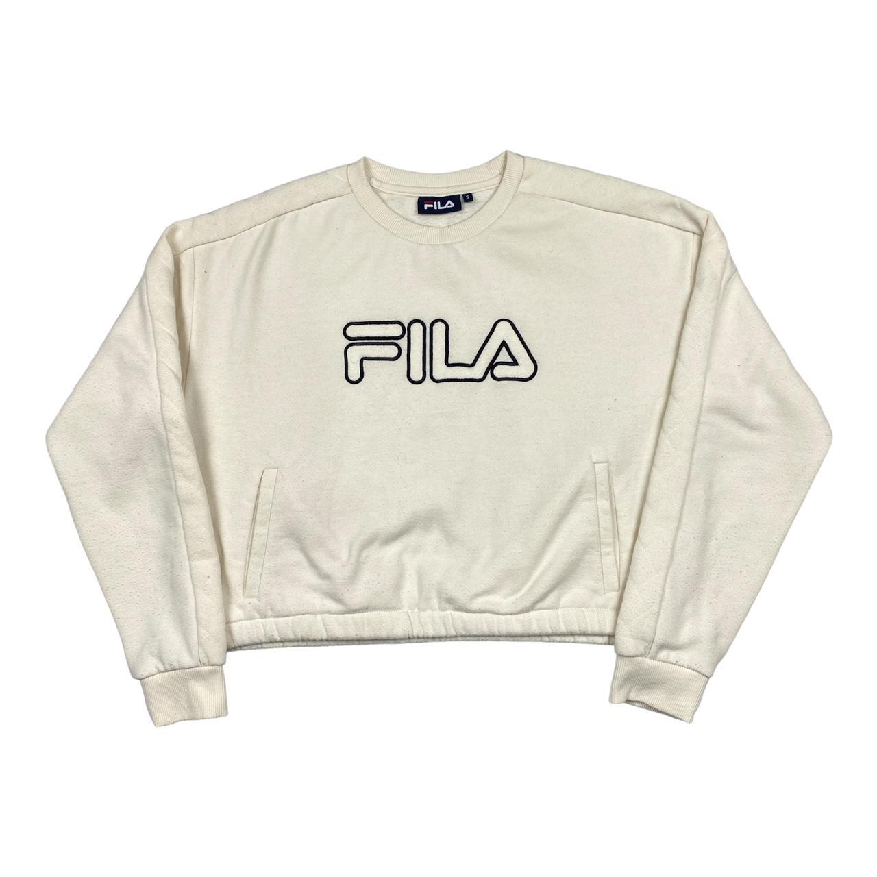 Fila Vintage Ladies Cream Cropped Sweater With Two. Depop