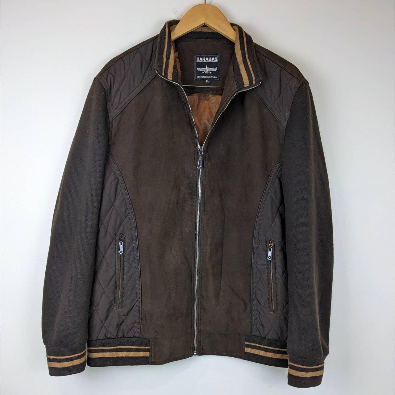 Brown Varsity Jacket XL Bomber style, faux suede... Depop