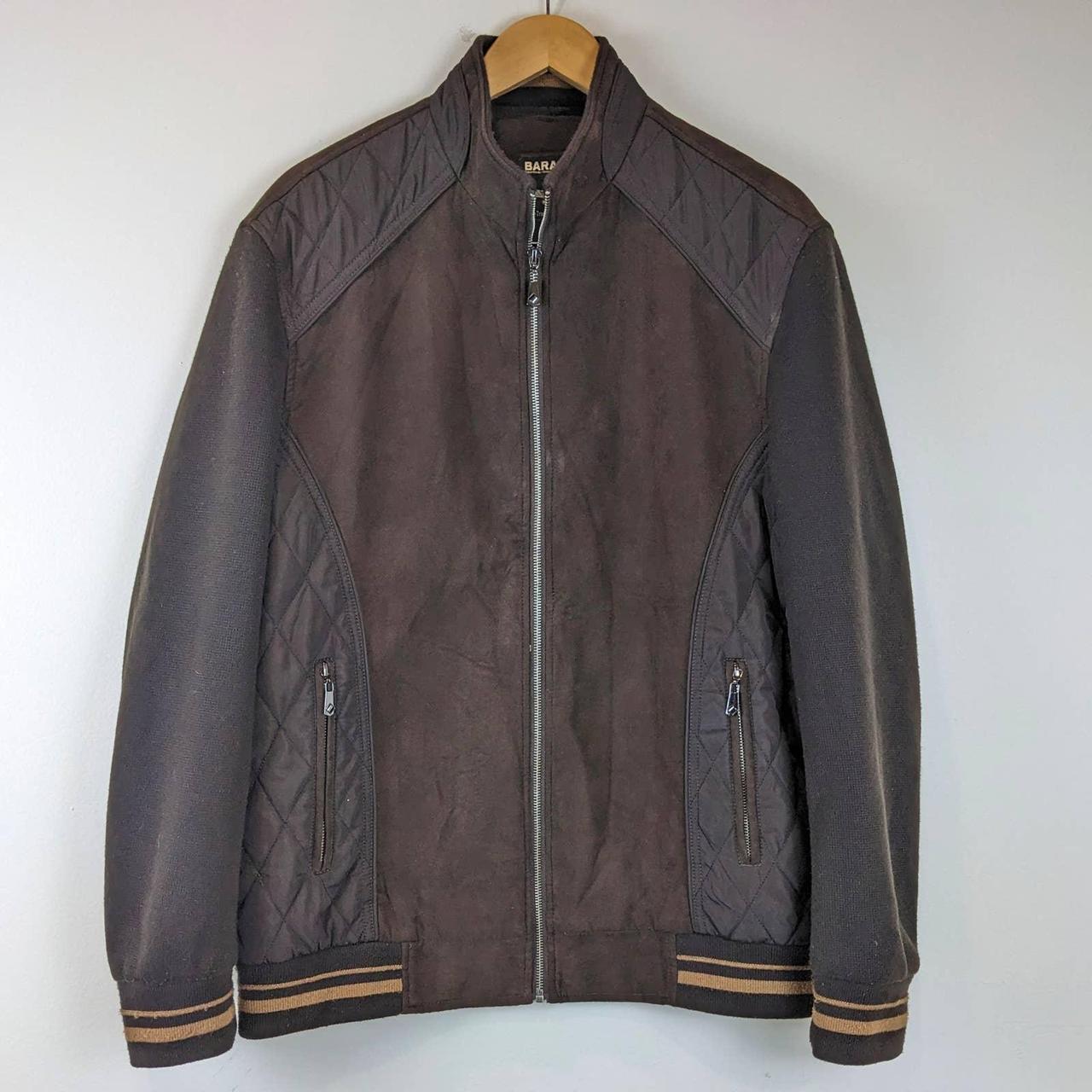 Brown Varsity Jacket XL Bomber style, faux suede... Depop