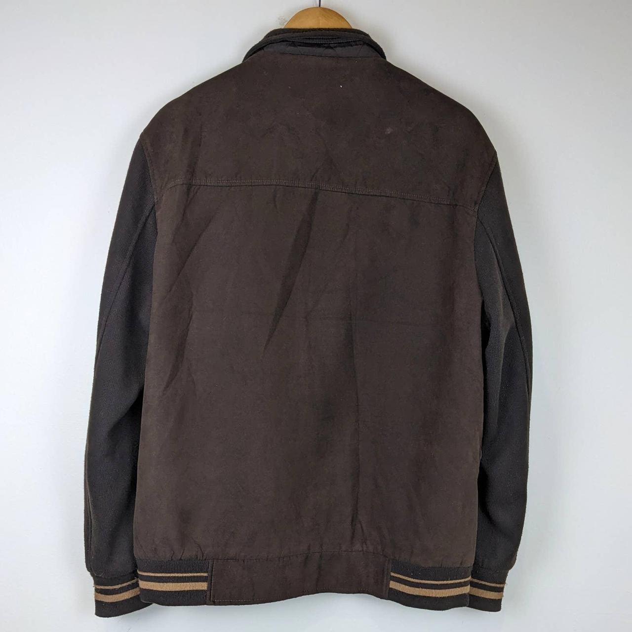 Brown Varsity Jacket XL Bomber style, faux suede... Depop