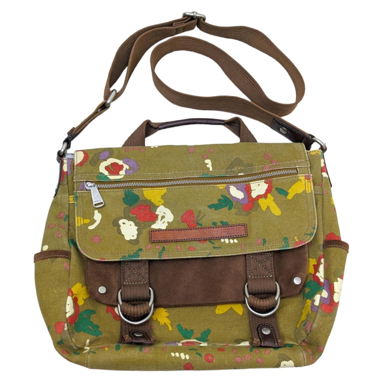 Fossil Laptop Crossbody Canvas Bag Messenger or... Depop