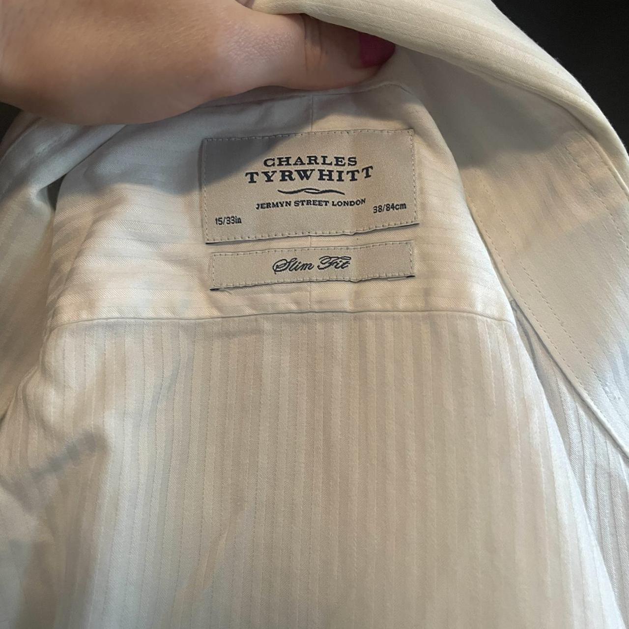 lovely charles tyrwhitt white cotton button up with... - Depop