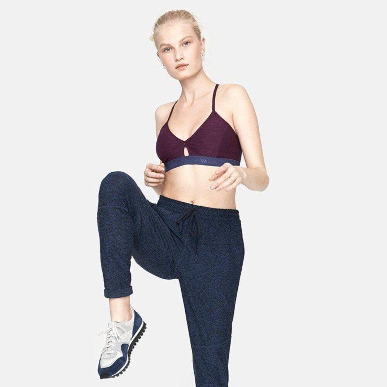 Outdoor Voices Steeplechase Sports Bra in deep plum