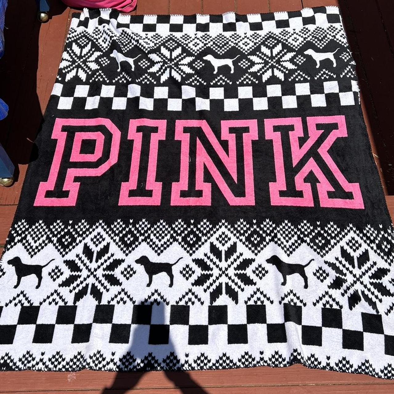VS PINK throw blanket black pink white with... Depop