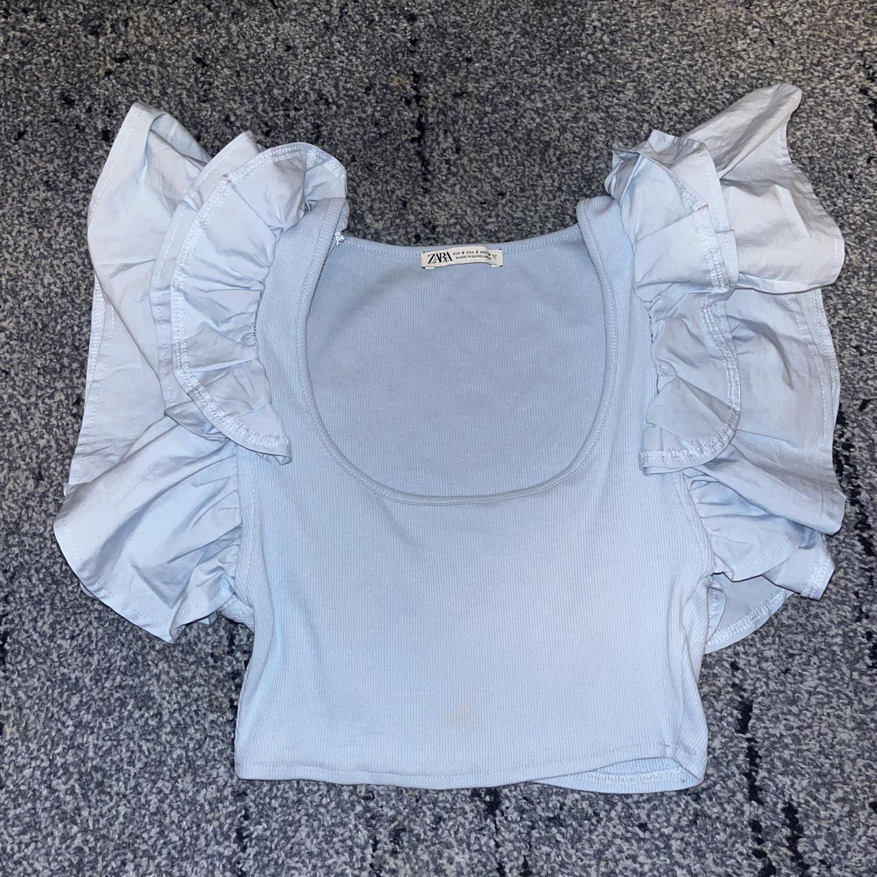 Zara Ruffle Sleeve Top So Cute The Pictures Dont Depop