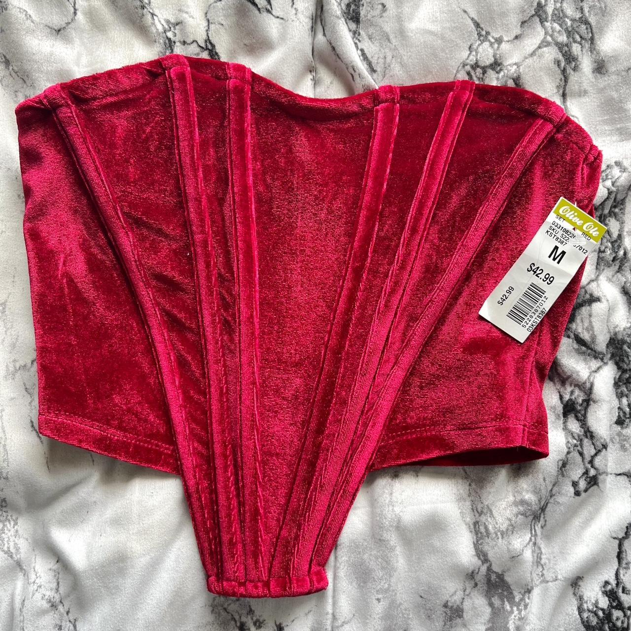 red velvet corset tube top NWT #velvet #corset... - Depop