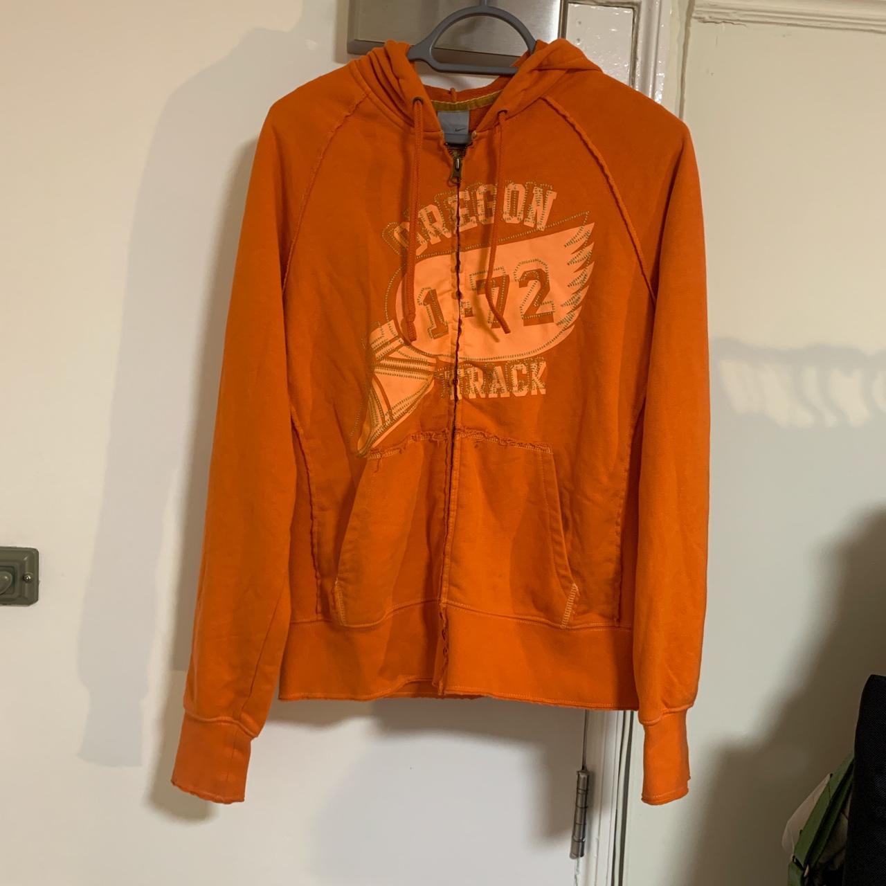 Orange Nike zip up hoodie Size M Oregon 1.72 Depop