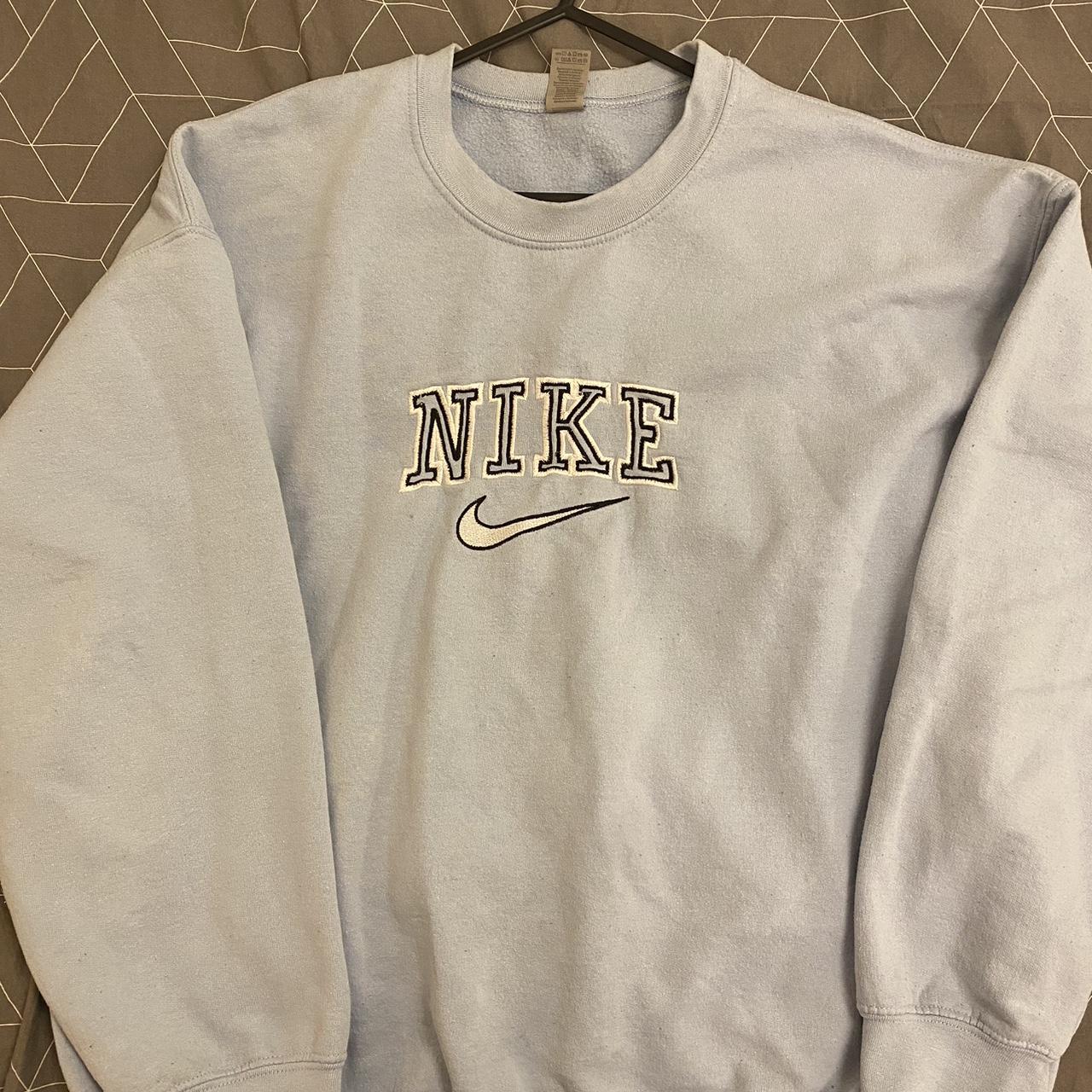 Custom vintage Nike embroidered sweatshirt Size:... - Depop