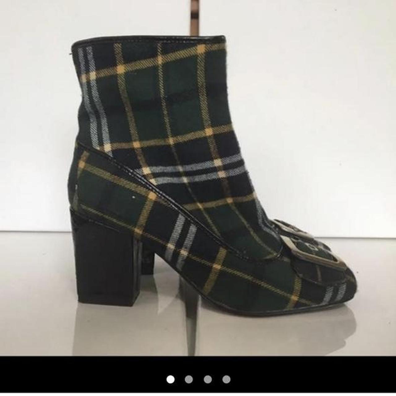 green plaid boots