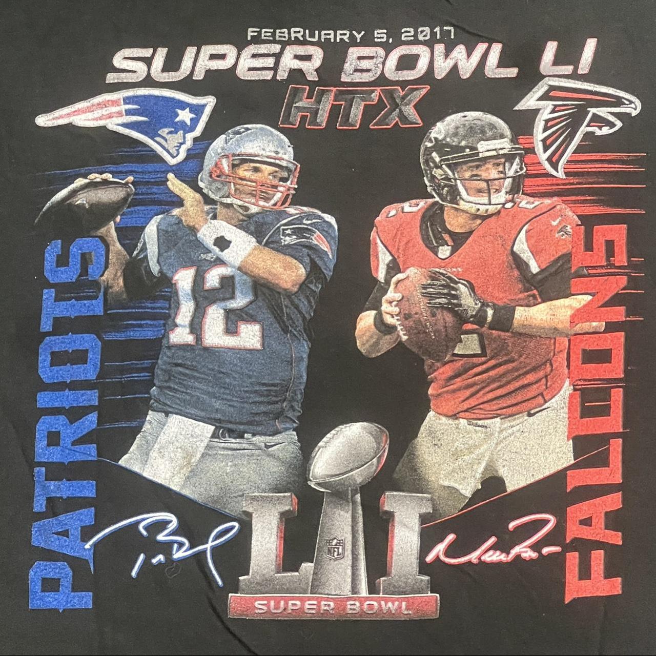 Shirts, Super Bowl Li Patriots Falcons Nfl Tom Brady Double Sided Tee Shirt  Size Large