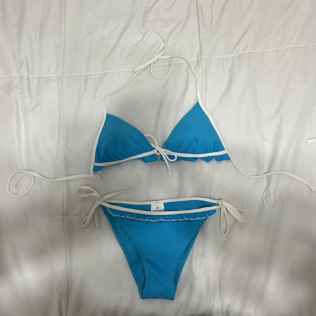 blue and white bikini size s tagged skims for... - Depop