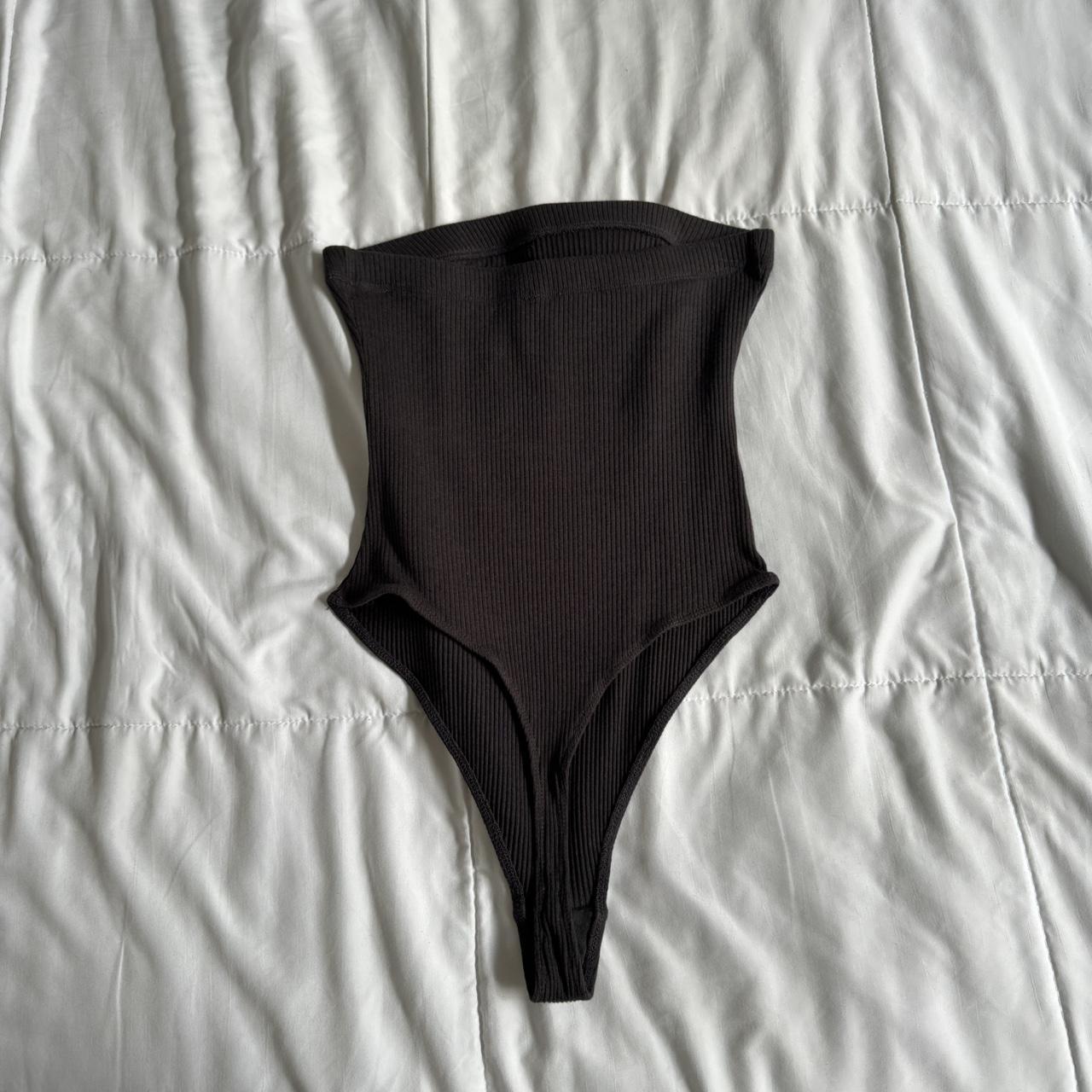 urban outfitters ribbed bodysuit in black size... - Depop