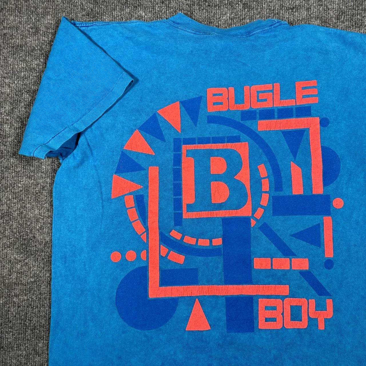 Bugle Boy Men's Blue and Orange Tshirt Depop