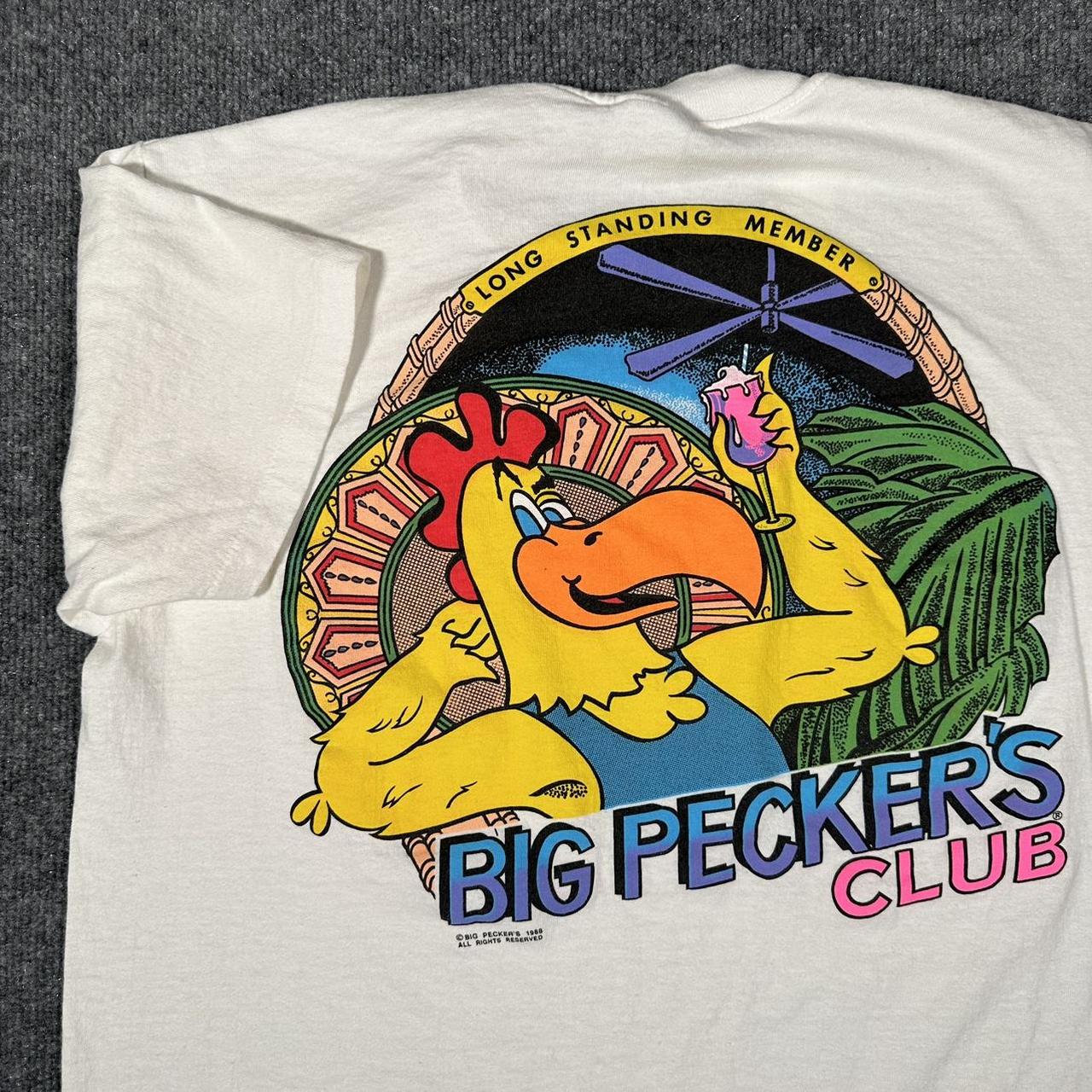vintage 80s white big peckers club funny chicken | Depop